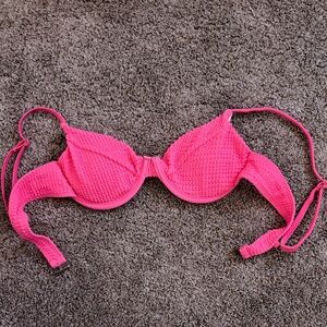 SHEIN Vibrant Pink Textured Bikini Top
